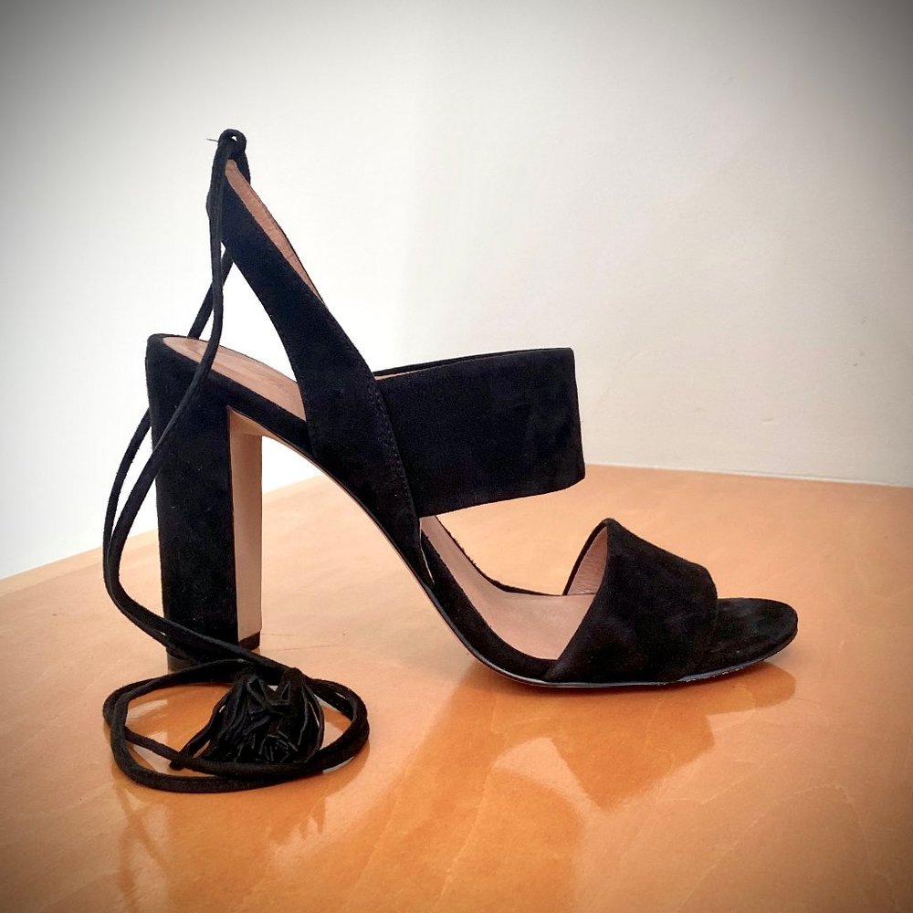 Madewell Black Suede Octavia Tassel-Tie Sandal, 8M - Picture 5 of 14
